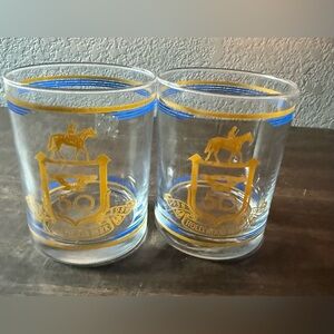 (2) Hollywood Park 50th Glass Cocktail Rocks Lowball Glass Barware Horse racing